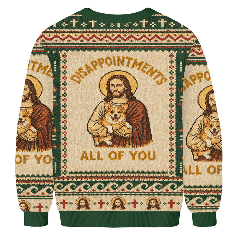 Baddiecat Funny Jesus Corgi Ugly Sweatshirt