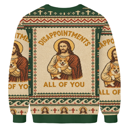Baddiecat Funny Jesus Corgi Ugly Sweatshirt