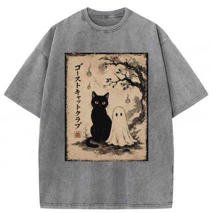 Tokyoviva Ghost Cat Club Washed T-shirt