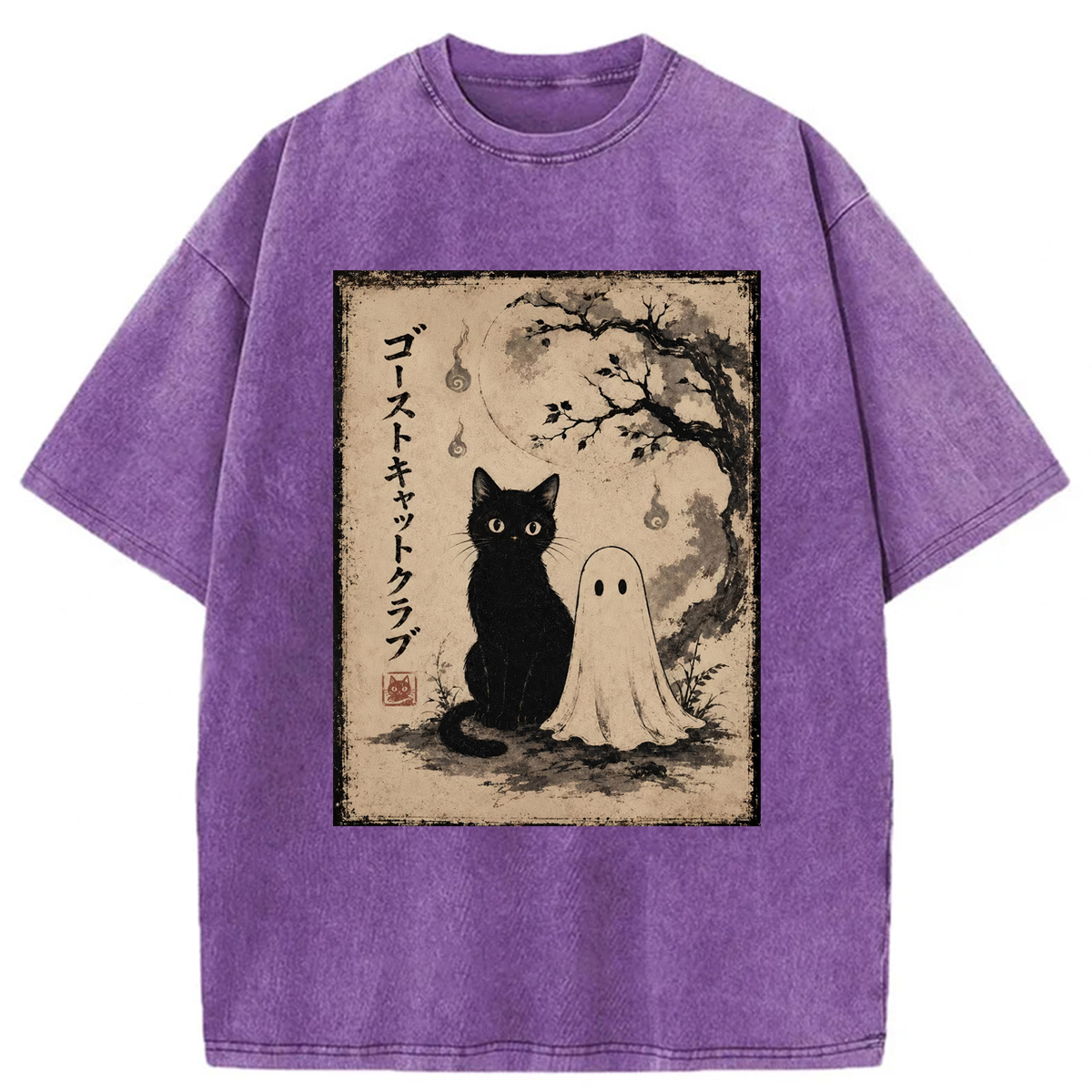 Tokyoviva Ghost Cat Club Washed T-shirt