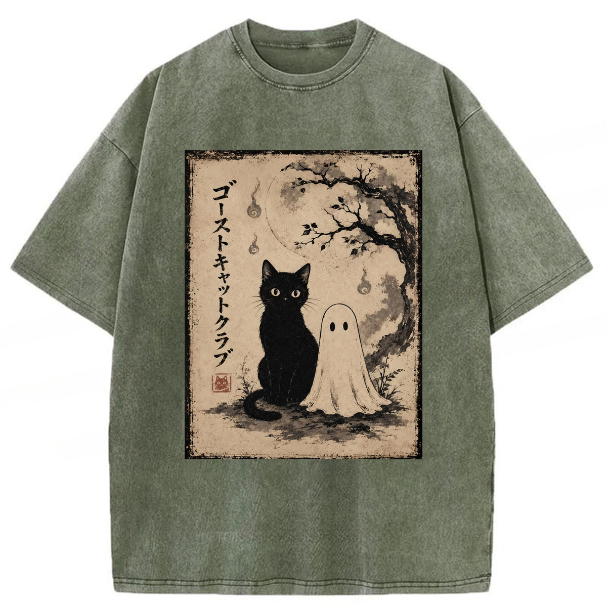 Tokyoviva Ghost Cat Club Washed T-shirt