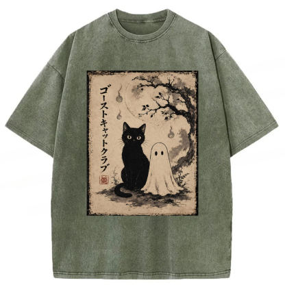 Tokyoviva Ghost Cat Club Washed T-shirt