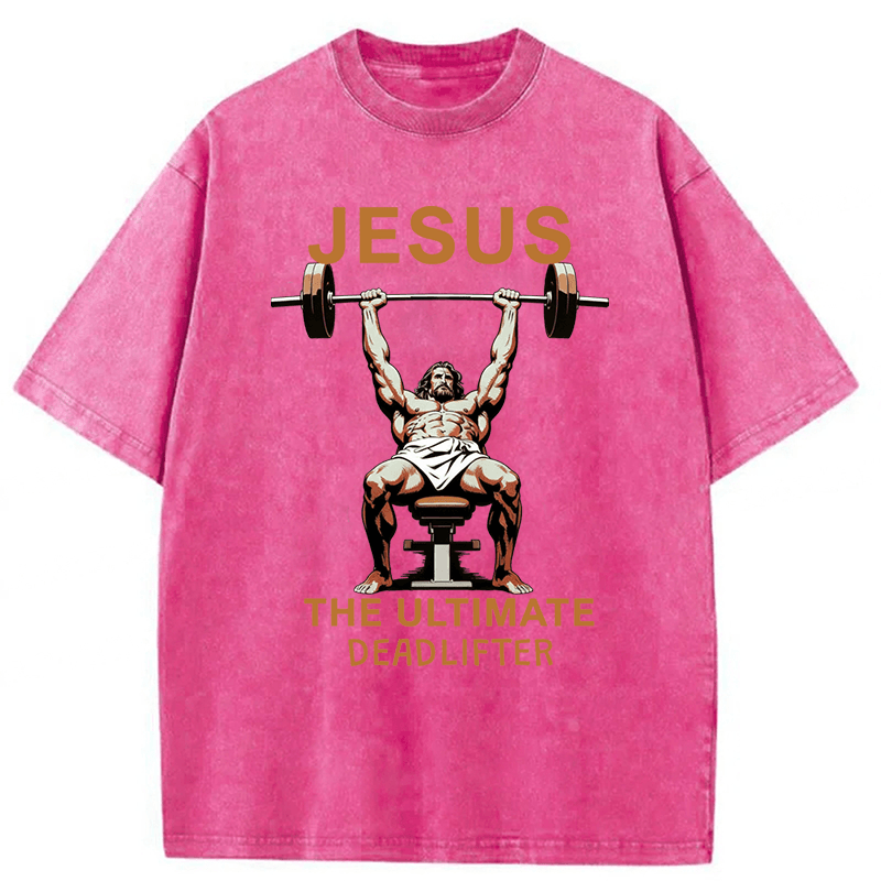 Tokyoviva Jesus Bench Press Funny Washed T-shirt