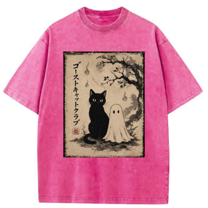 Tokyoviva Ghost Cat Club Washed T-shirt