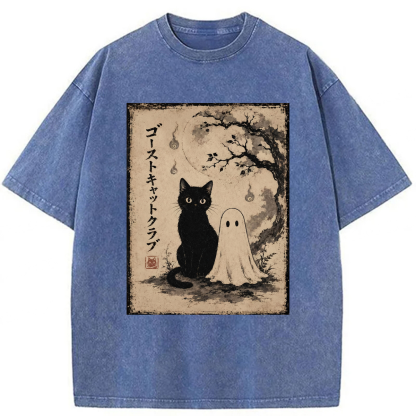 Tokyoviva Ghost Cat Club Washed T-shirt