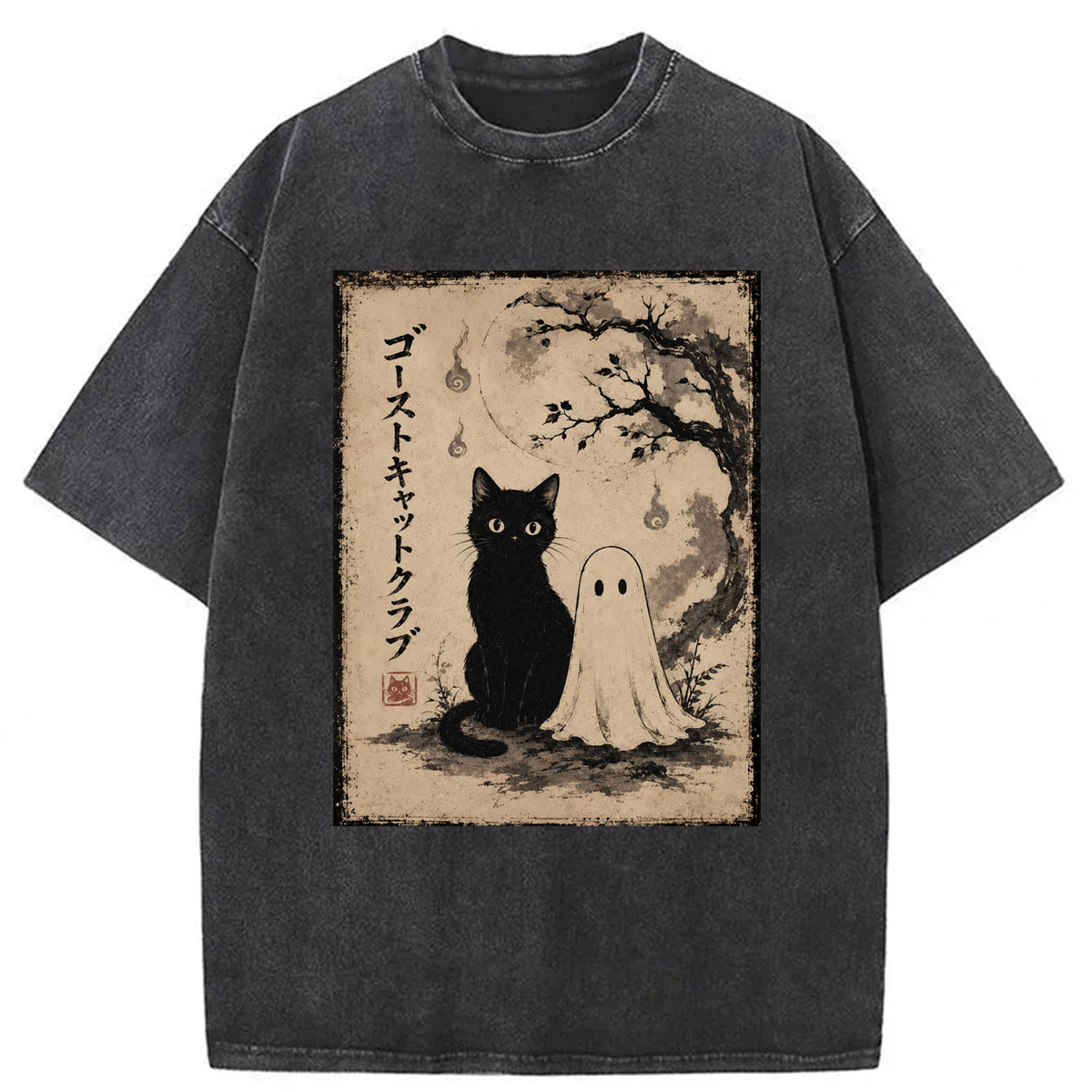 Tokyoviva Ghost Cat Club Washed T-shirt