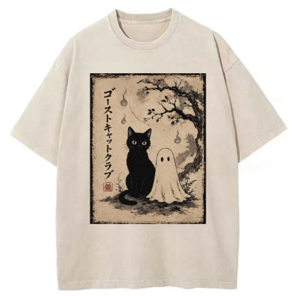 Tokyoviva Ghost Cat Club Washed T-shirt