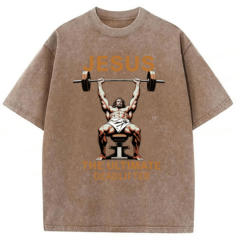 Tokyoviva Jesus Bench Press Funny Washed T-shirt