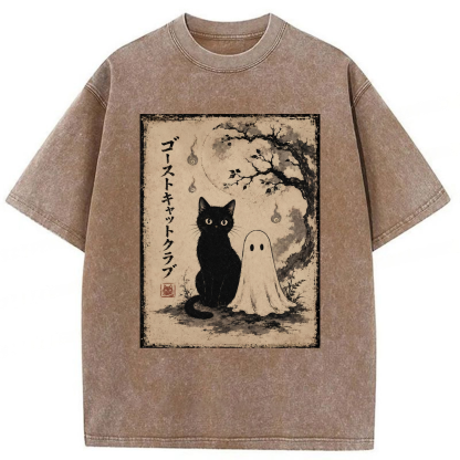 Tokyoviva Ghost Cat Club Washed T-shirt