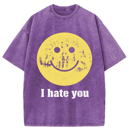 Tokyoviva I Hate You Smiling Face Washed T-shirt