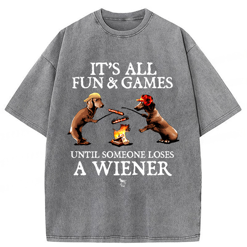 Tokyoviva Dachshunds Grilling Sausages Washed T-shirt
