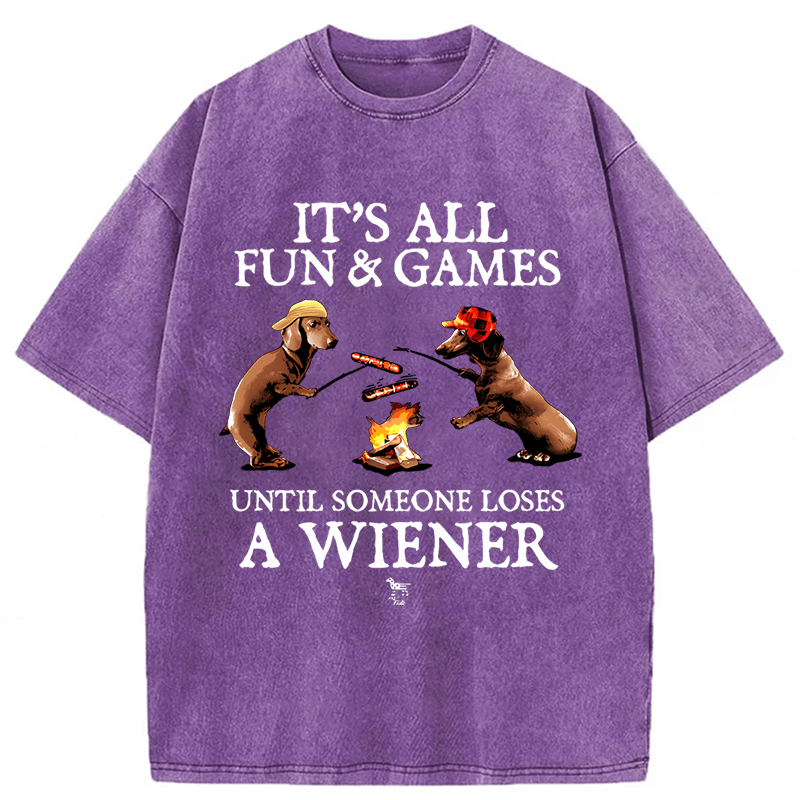 Tokyoviva Dachshunds Grilling Sausages Washed T-shirt
