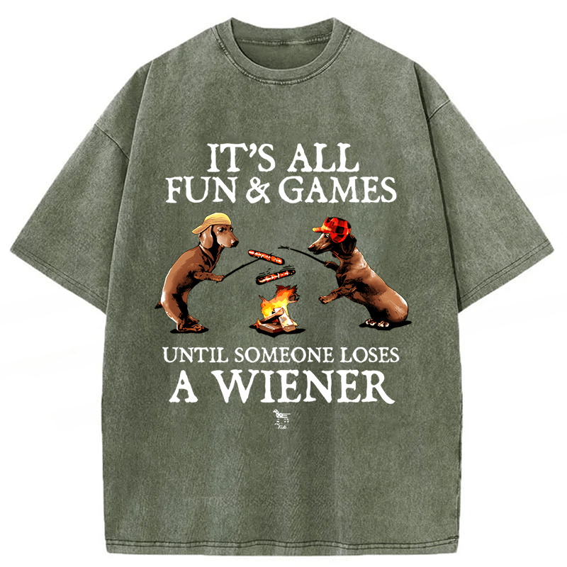 Tokyoviva Dachshunds Grilling Sausages Washed T-shirt