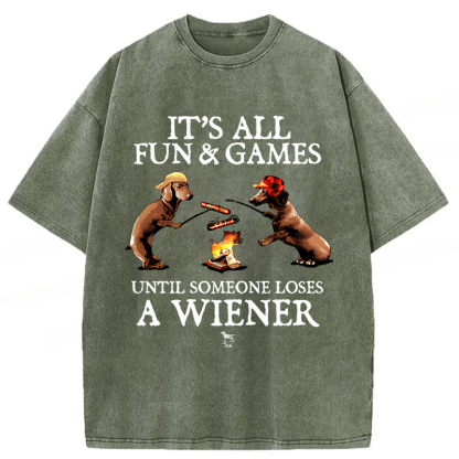Tokyoviva Dachshunds Grilling Sausages Washed T-shirt
