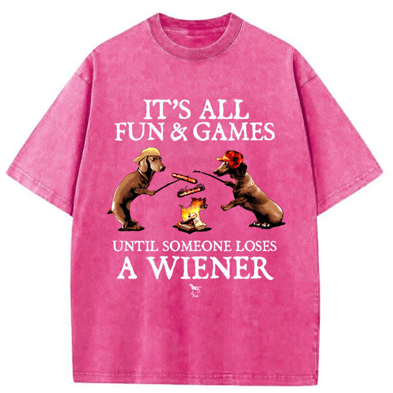 Tokyoviva Dachshunds Grilling Sausages Washed T-shirt
