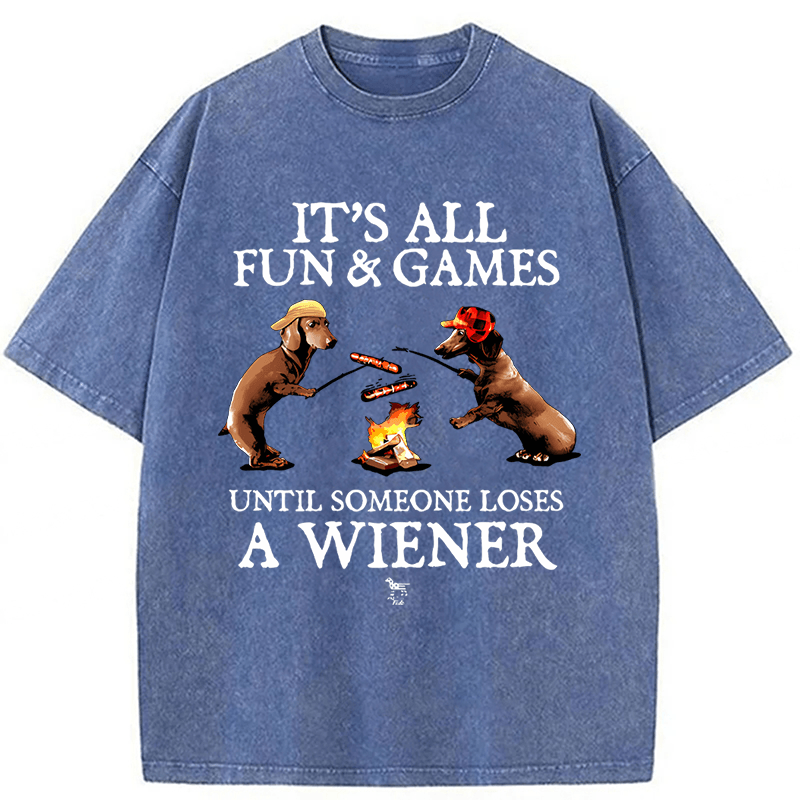 Tokyoviva Dachshunds Grilling Sausages Washed T-shirt