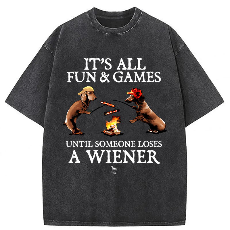 Tokyoviva Dachshunds Grilling Sausages Washed T-shirt