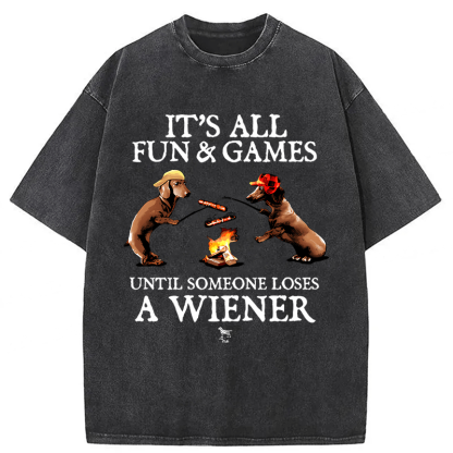 Tokyoviva Dachshunds Grilling Sausages Washed T-shirt