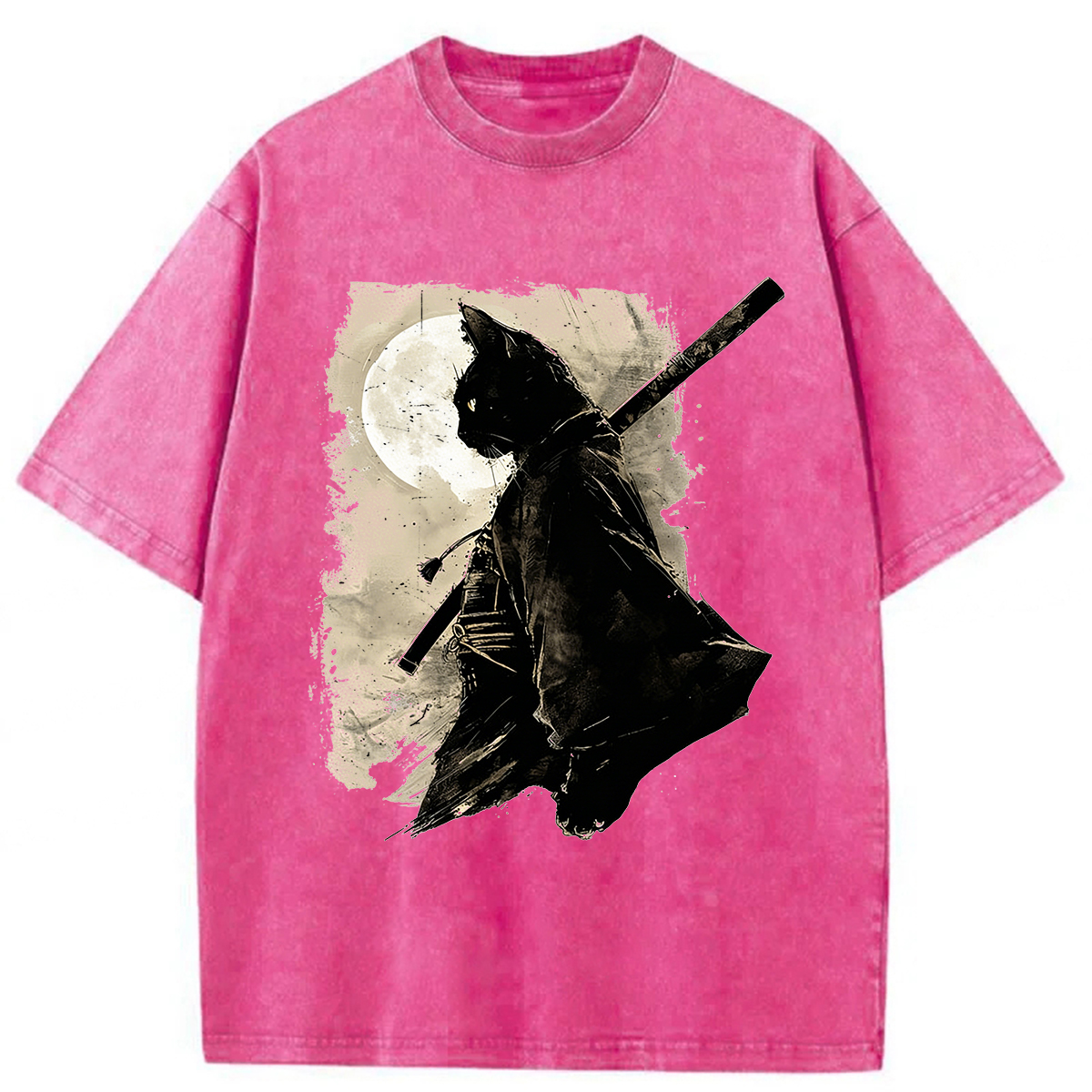 Tokyoviva Samurai Cat Washed T-shirt