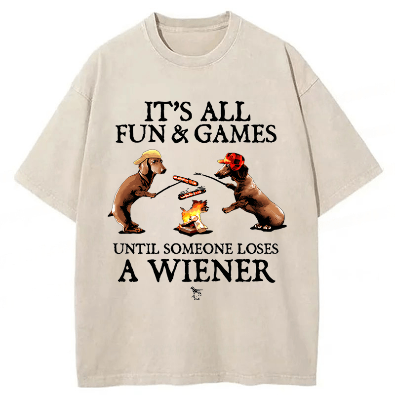 Tokyoviva Dachshunds Grilling Sausages Washed T-shirt