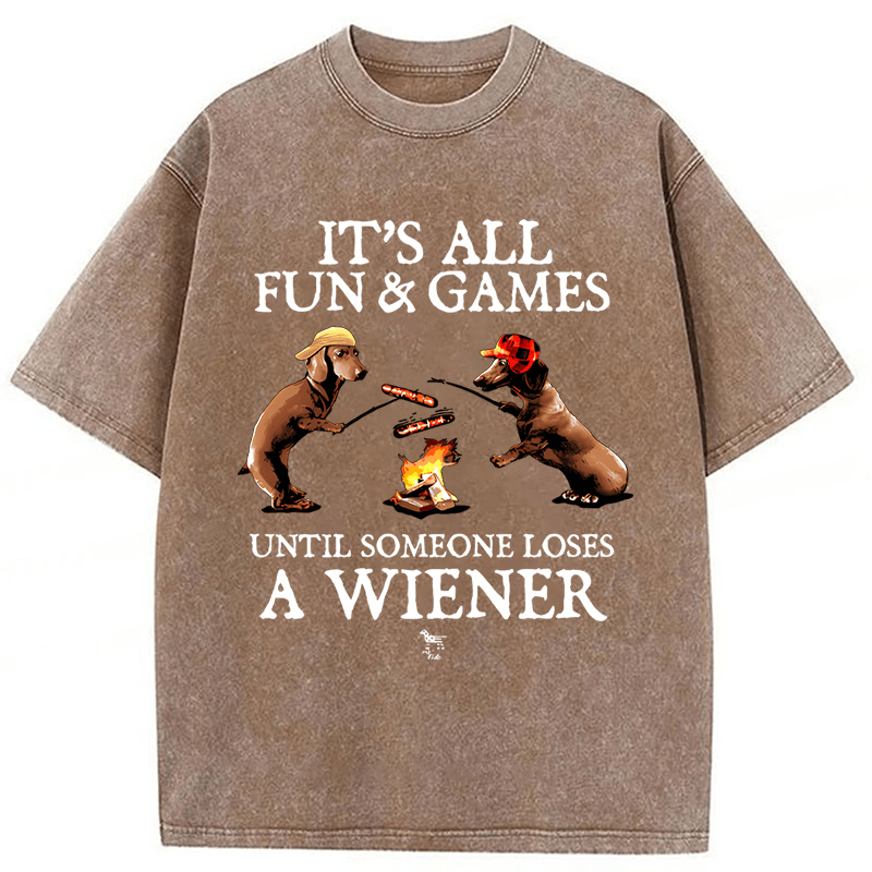 Tokyoviva Dachshunds Grilling Sausages Washed T-shirt