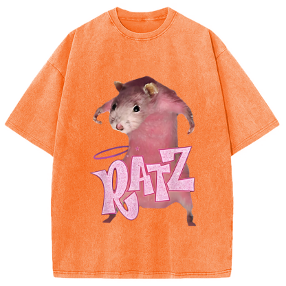 Funny Ratt Pink RATZ Washed T-Shirt