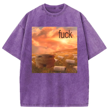 Tokyoviva Funny Cat Drinking Meme Washed T-shirt