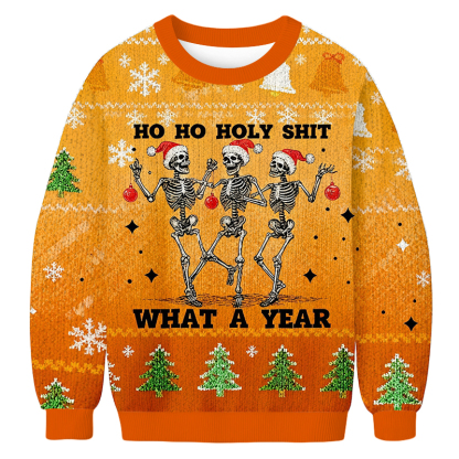 Baddiecat Ho Ho Holy Shit What A Year Christmas Ugly Sweatshirt