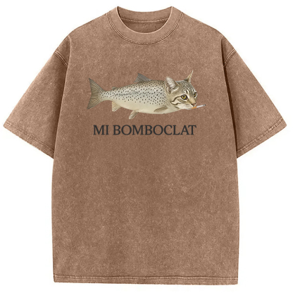 Bomboclat Fish Cat Meme Washed T-Shirt