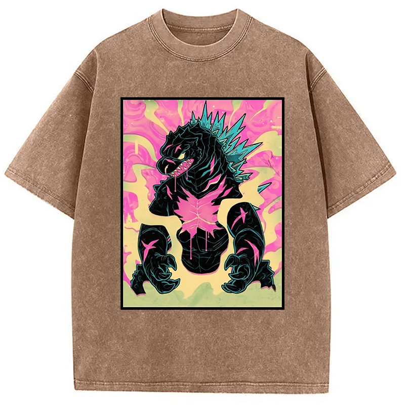 Japanese Godzilla Graffiti Washed T-Shirt