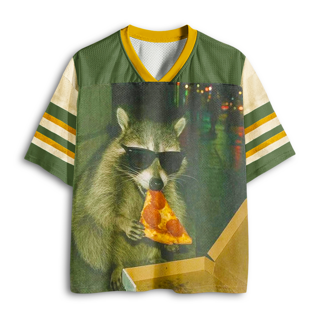 Tokyoviva Funny Raccoon Eating Pizza Mesh Jersey