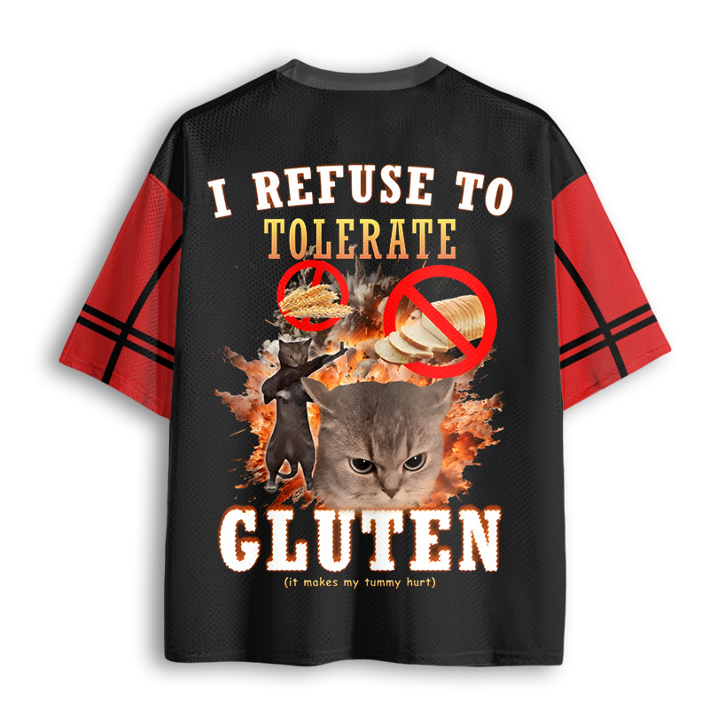 Baddiecat I Refuse To Tolerate Gluten Cat Mesh Jersey