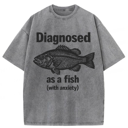 Tokyoviva Diagnosed As A Fish With Anxiety Washed T-shirt