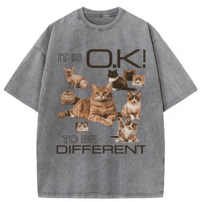 Tokyoviva Cat It's Ok To Be Different Washed T-shirt