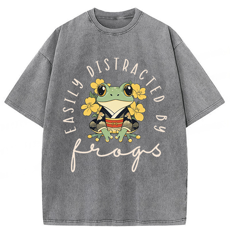 Tokyoviva Easily Distracted By Frogs Washed T-shirt