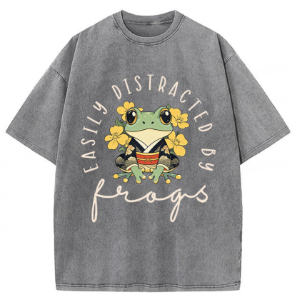 Tokyoviva Easily Distracted By Frogs Washed T-shirt