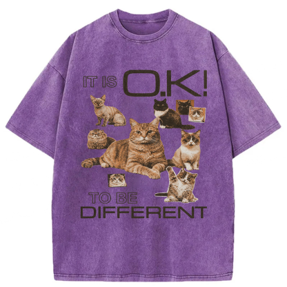 Tokyoviva Cat It's Ok To Be Different Washed T-shirt