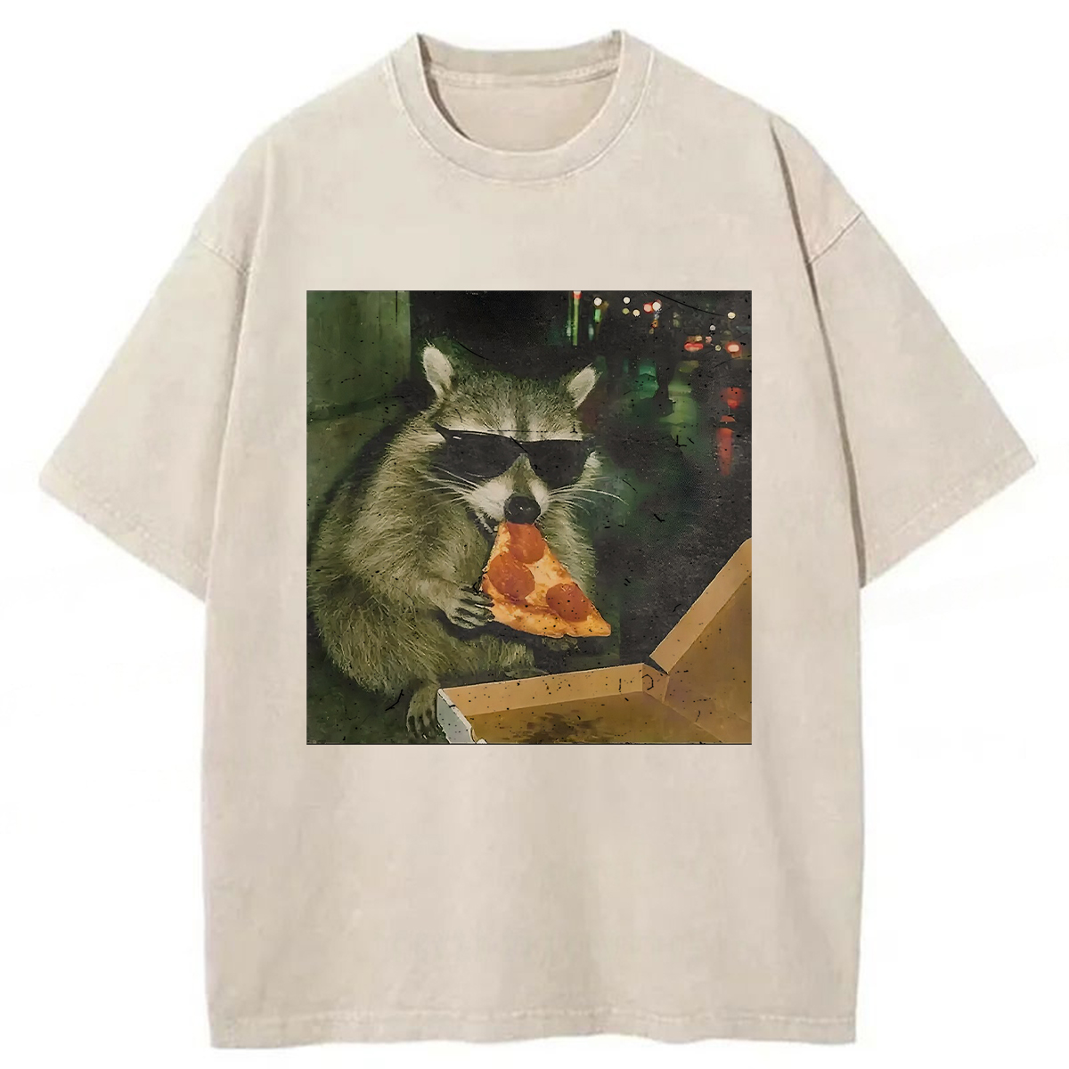 Tokyoviva Raccoon Eating Pizza Washed T-shirt