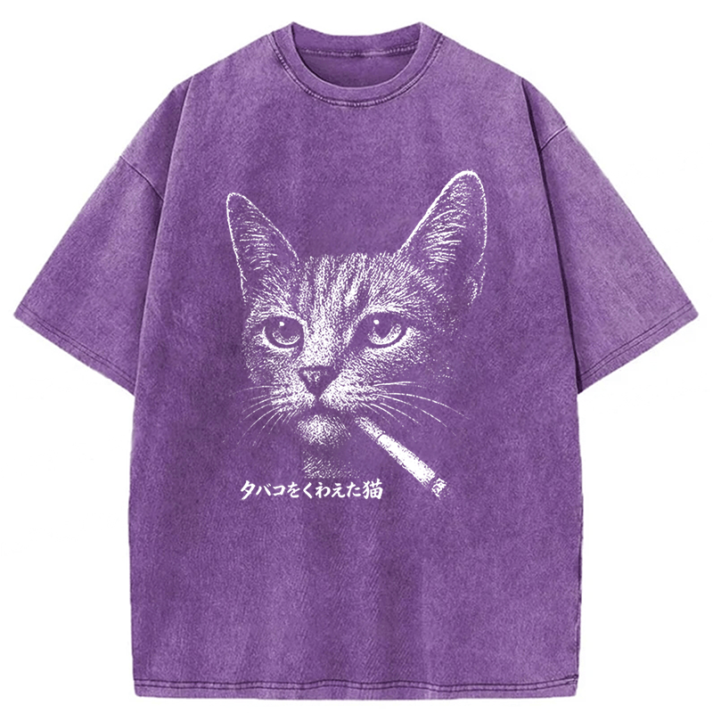 Tokyoviva Funny Smoking Cat Meme T-shirt