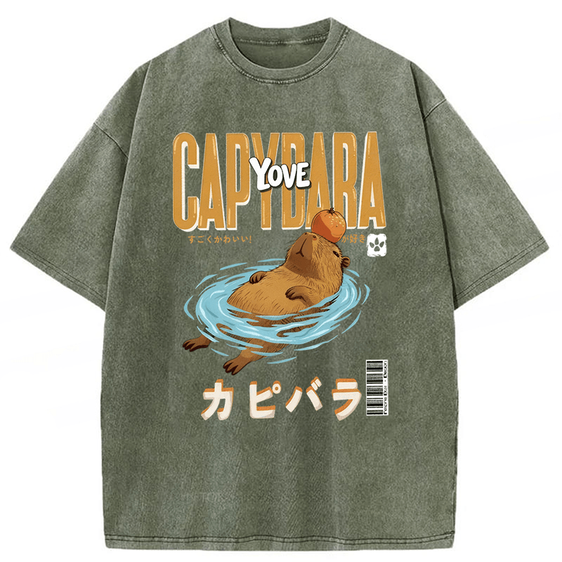 Tokyoviva Capybara Funny Washed T-shirt