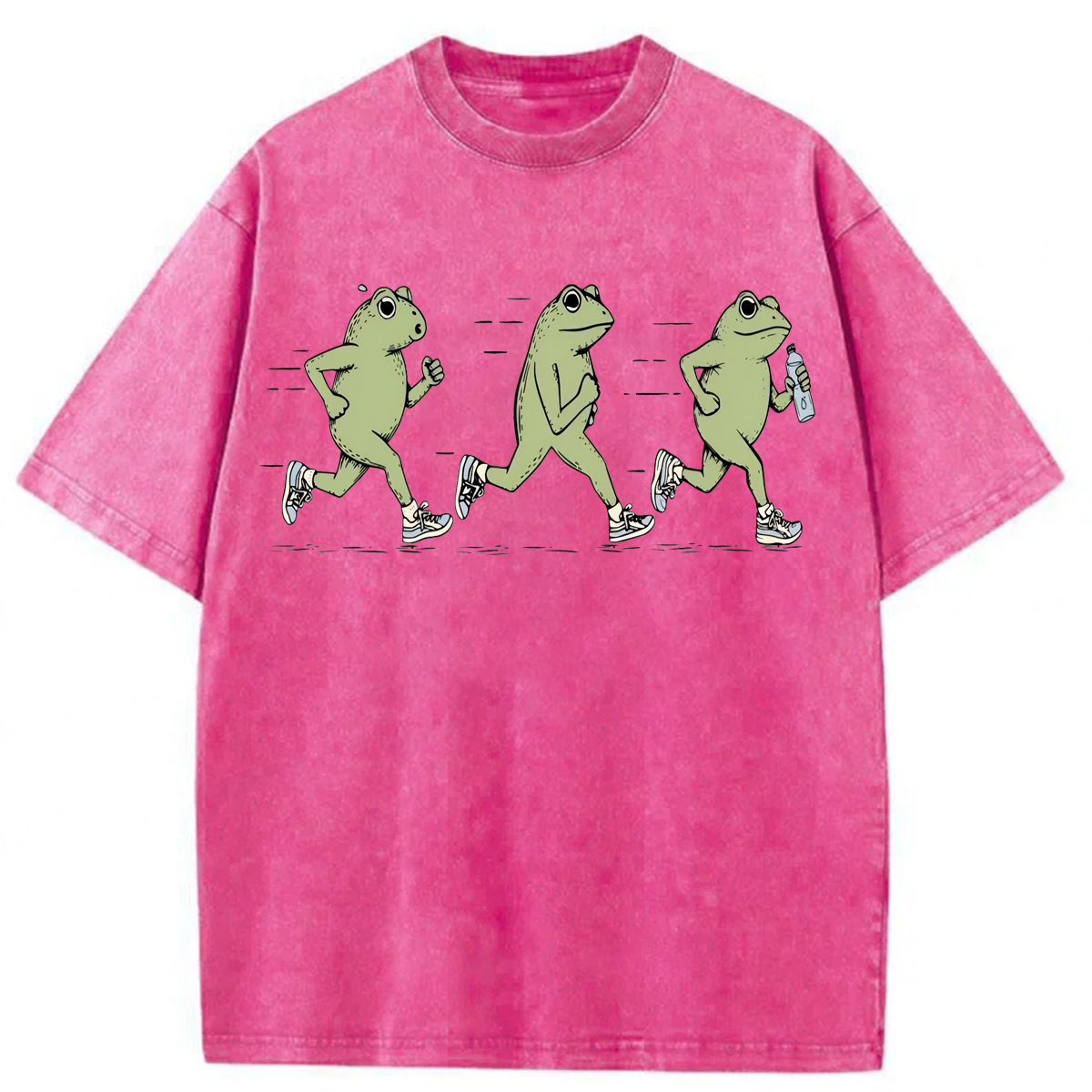 Tokyoviva Funny Jogging Frogs Washed T-shirt