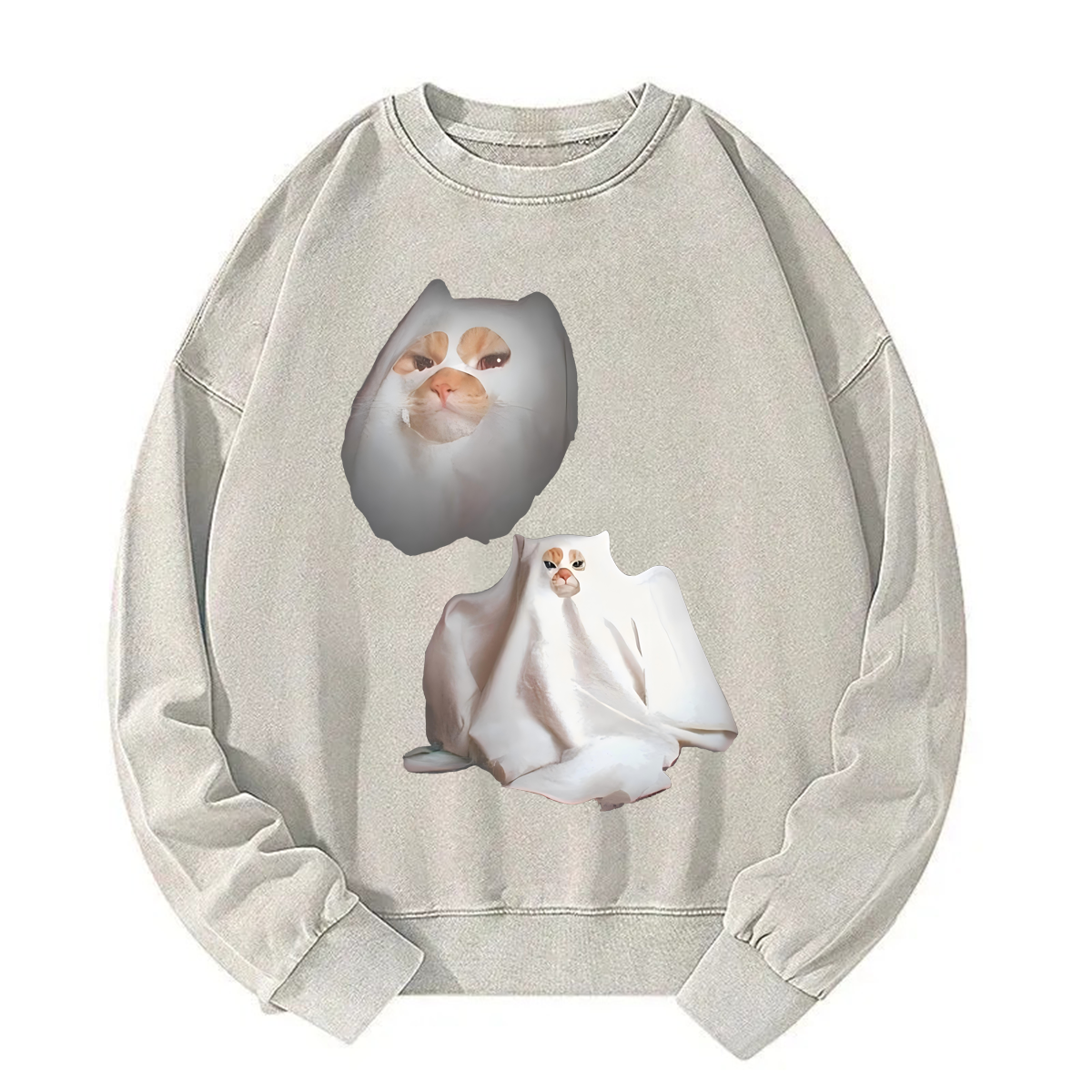 Tokyoviva Ghost Kitten Washed Sweatshirt