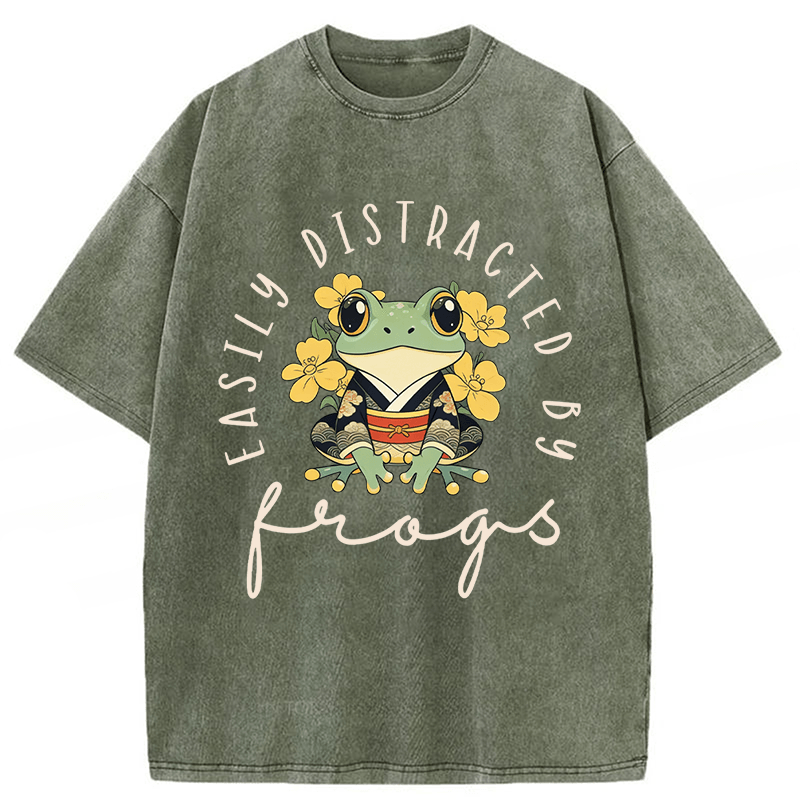 Tokyoviva Easily Distracted By Frogs Washed T-shirt