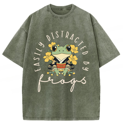 Tokyoviva Easily Distracted By Frogs Washed T-shirt