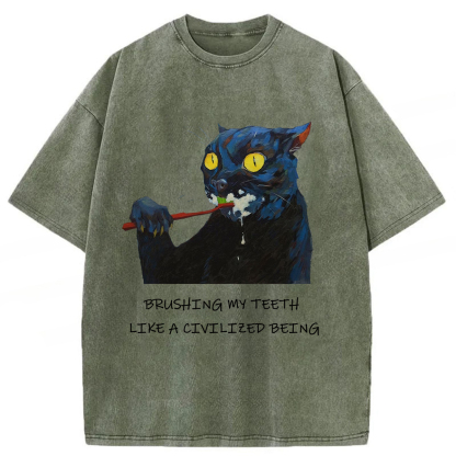 Tokyoviva The Pretender Cat Washed T-shirt