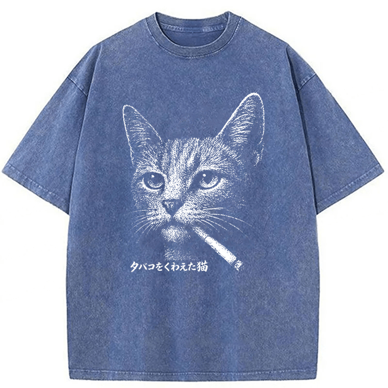 Tokyoviva Funny Smoking Cat Meme T-shirt