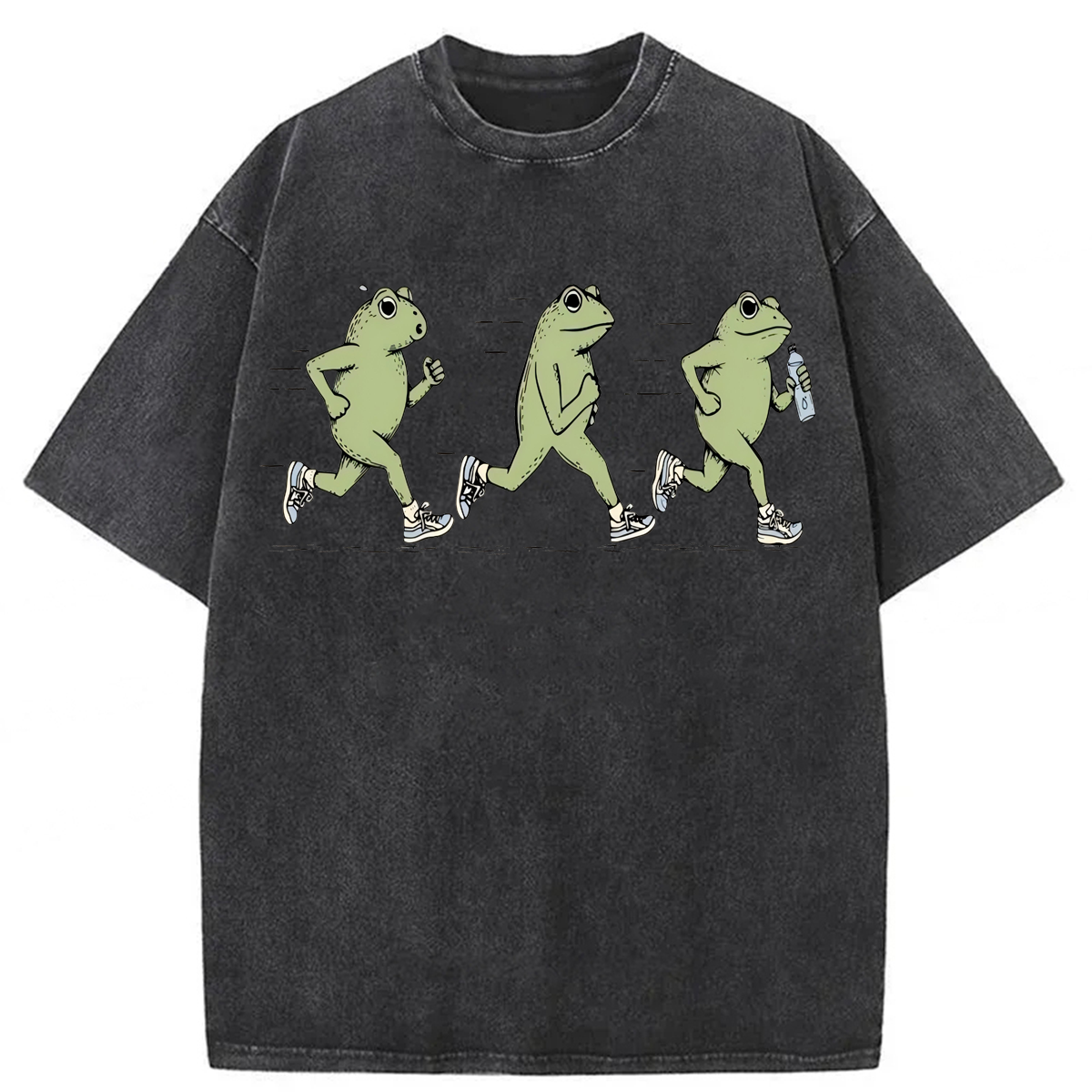 Tokyoviva Funny Jogging Frogs Washed T-shirt