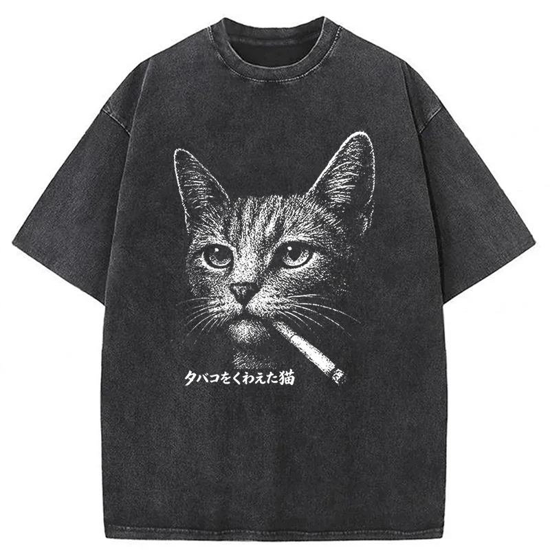 Tokyoviva Funny Smoking Cat Meme T-shirt