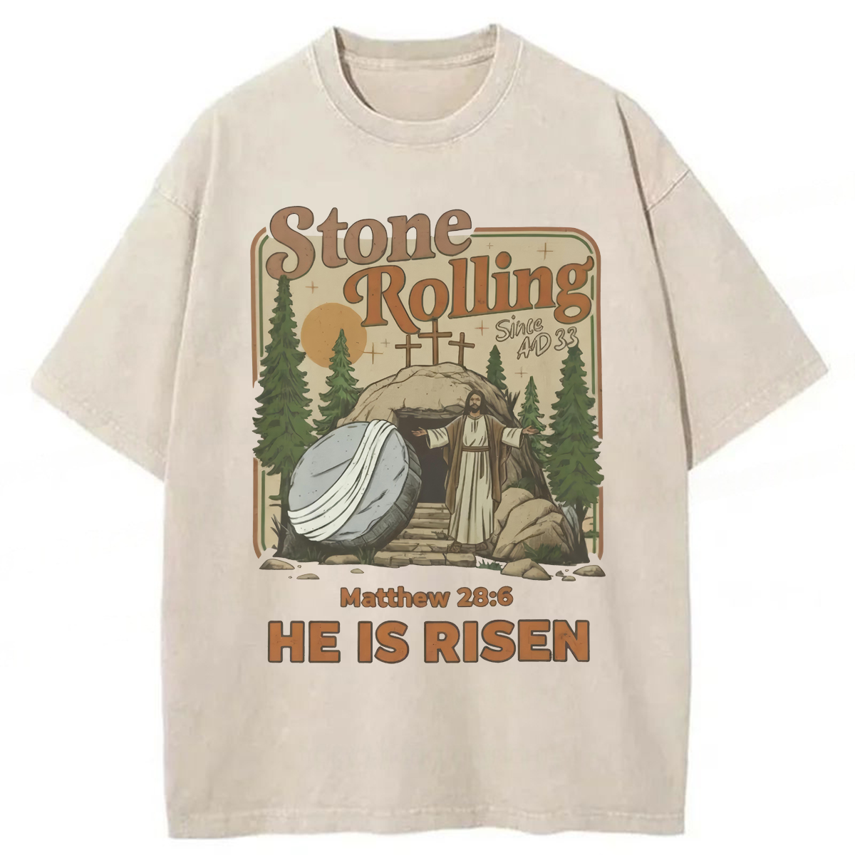 Tokyoviva He Is Risen Easter Washed T-shirt