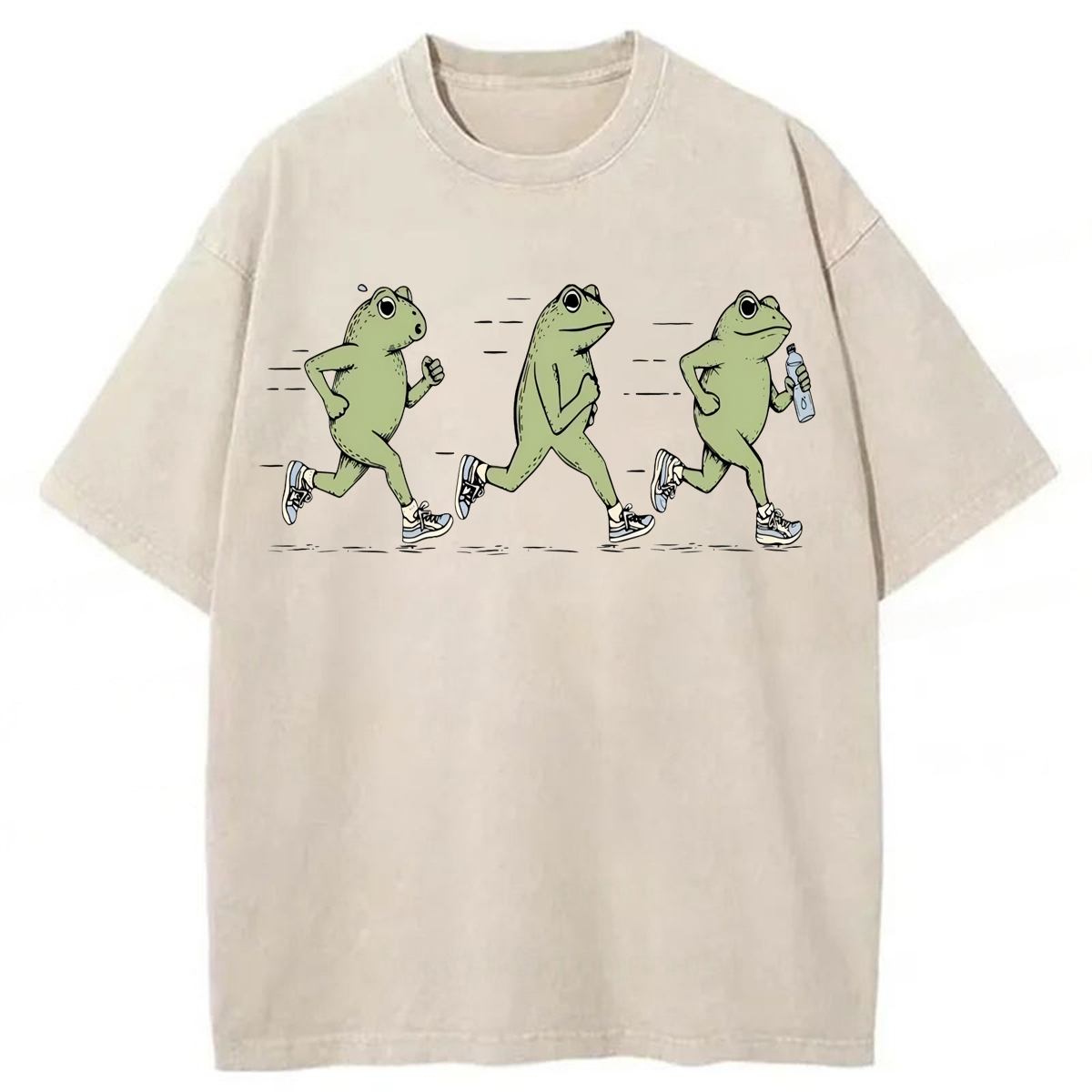 Tokyoviva Funny Jogging Frogs Washed T-shirt